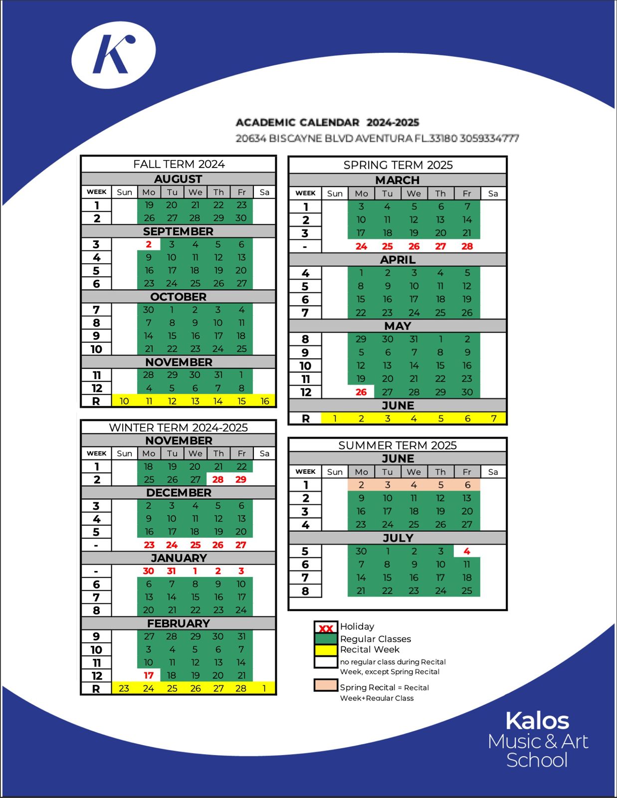 Calendar / Calendario Académico 2023 y 2024